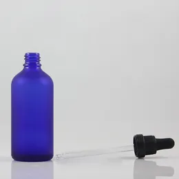 Opslagflessen 100 ml glas druppelaar fles blauw mat kindbewijs voor essentiële olieverpakking groothandel