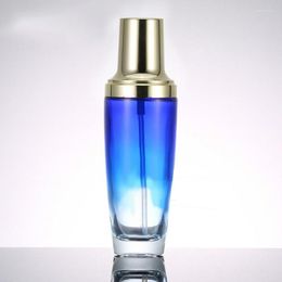 Opslagflessen 100 ml paars/groen/roze/blauwe glazen fles goudpomp/spuitlotion/emulsie/serum/foundation essentie moisture toner