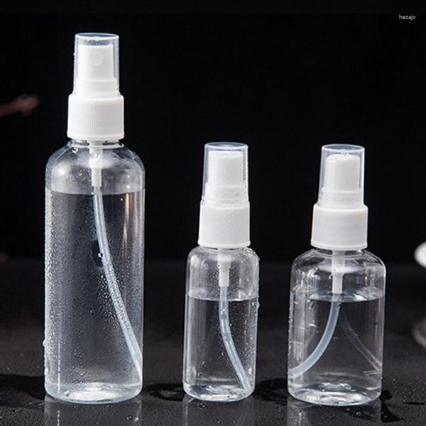 Botellas de almacenamiento de 100 ml botella de spray de alta calidad plástico portátil transparente atomizador reutilizable artículos de viaje para el hogar color al azar