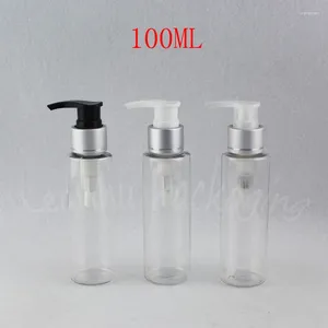 Opslagflessen 100 ml transparante platte schouderplastic fles 100cc shampoo / lotion onderbodem lege cosmetische container (43 pc / perceel)