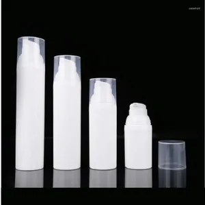 Bouteilles de rangement 100 ml bouteille sans air en plastique blanc avec pompe couvercle transparent pour essence / sérum / lotion / fondation / lotion en utilisant