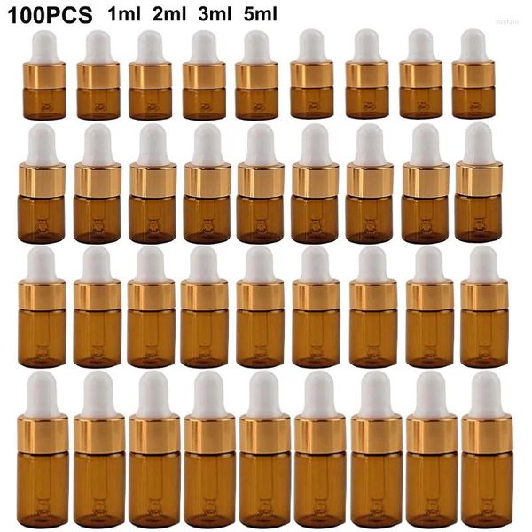 Botellas de almacenamiento 100 Pack 1 ml 2 ml 3ml 5 ml mini cuentagotas con tapa para pipetas de reactivos recargables de aceite esencial