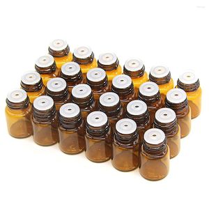 Opslagflessen 100 stcs 1/2/3 ml Amber Essentiële oliën Monsterfles Mini -glas Travel Refilleerbare parfum Cosmetica Kleine container