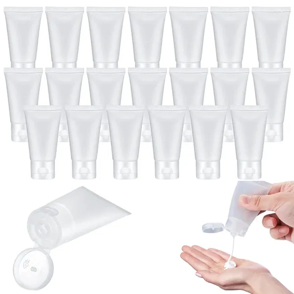 Bouteilles de rangement 100pcs 15/20/30/50 / 100 ml en plastique givré en plastique tas à capes souples