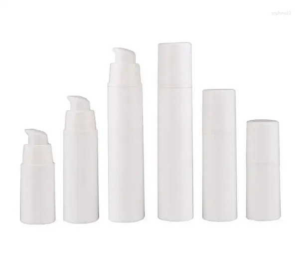 Botellas de almacenamiento 100pcs 15 ml 30ml 50ml Bomba de vacío de suero blanco vacío como Sub-botting de loción con botella sin aire sin aire PP SN1771