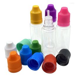 Botellas de almacenamiento 100 unids 15 ml Vacío claro Tarro duro PET Gotero de plástico con tapa a prueba de niños E Aguja líquida 15cc Vial