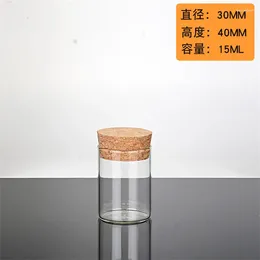 Botellas de almacenamiento 100pcs Tubos de vidrio de 15 ml con tope de corcho Lab de vidrio de cristalería Jars Vials 30 40 mm para accesorios DIY DIY