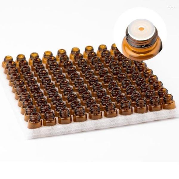 Bouteilles de stockage 100 pièces 1 ml 2 ml 3 ml petit flacon en verre ambré d'huile essentielle vide avec orifice échantillon bouteille Dram