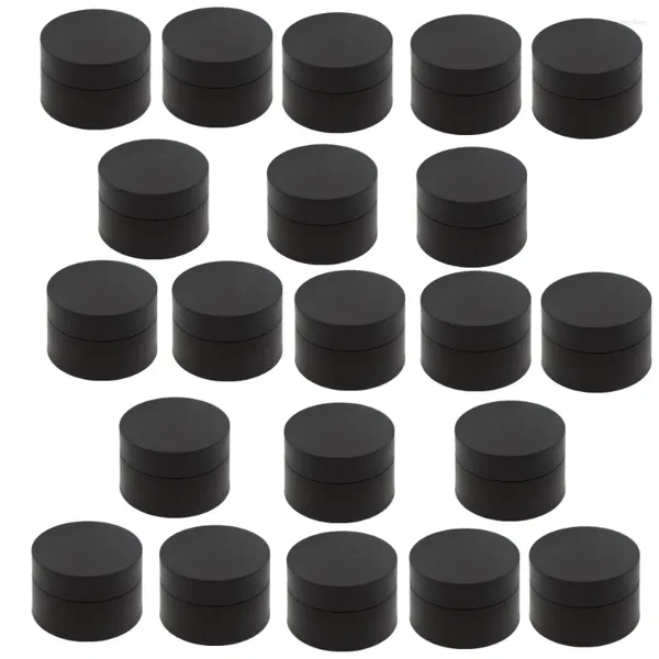 Botellas de almacenamiento 100pcs 20 g de plástico negro redondo jarra de maquillaje vacío olla de viaje crema para el recipiente cosmético recargable recargable