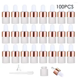 Botellas de almacenamiento 100pcs 2 ml/3ml/5 ml Pipeta de vidrio Botella cuentra de esmerición para aceite esencial Vials de perfume de muestra de perfume