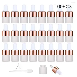 Opslag Flessen 100 Stuks 2 Ml/3 Ml/5 Ml Glazen Pipetfles Frosted Druppelaar Voor etherische Olie Hervulbare Monster Parfum Flesjes Jar Containers