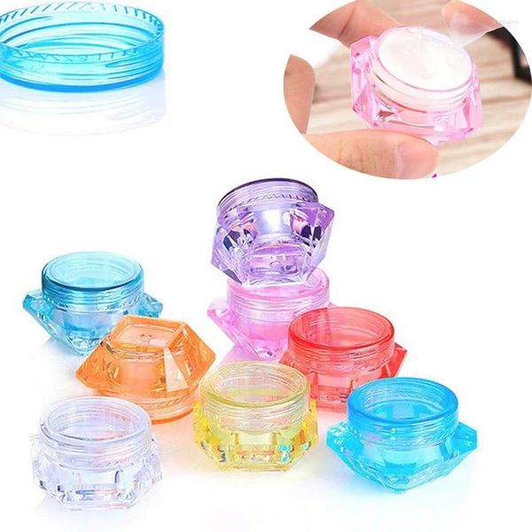 Bouteilles de rangement 100pcs 3-5g Plastique en forme de diamant en forme de pot de maquillage à nail art à nail