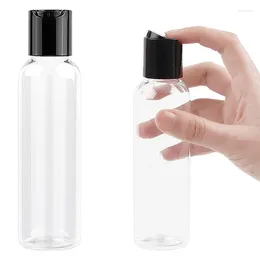 Botellas de almacenamiento 100pcs 30-100ml Discapulta Tapa de volteo Perfumé cosmético Aceite esencial Pure Row Shampoo Container Vials de plástico