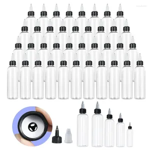 Botellas de almacenamiento 100pcs 30-120 ml de botella de dispensación portátil de plástico apretable con tapas de torcer contenedores transparentes para tintas artesanales líquido