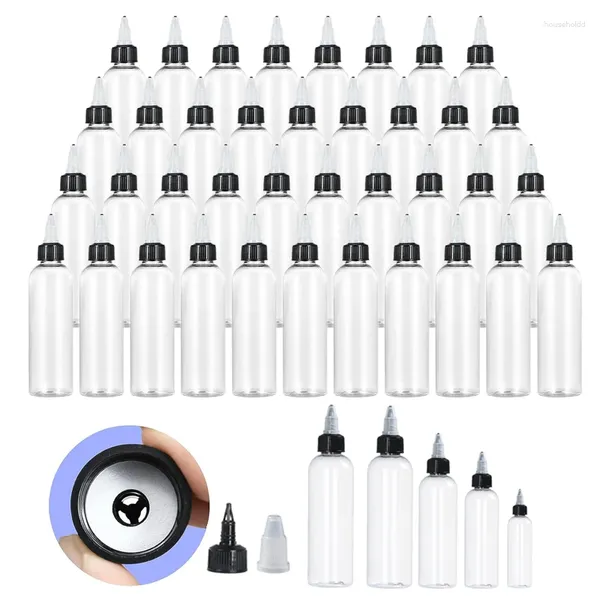 Bouteilles de rangement 100pcs 30-120 ml de distribution portable bouteille en plastique pressable avec capuchons à torsion