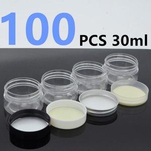 Bouteilles de rangement 100pcs 30g Plastique en plastique transparent pot de lotion à crème cosmétique avec joint remplissage bouteille de voyage vide petite capacité subpackage