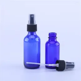 Botellas de almacenamiento 100pcs 30 ml 60 ml de botella de spray de vidrio vacío azul para perfume 60cc recipiente atomizador cosmético recargable