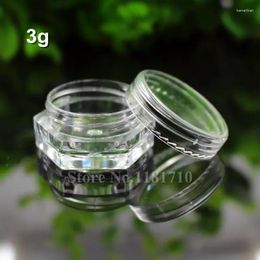 Botellas de almacenamiento 100pcs 3G/3cc/3ml Jar de plástico transparente Jares Cosméticos Caméticos Cubos de muestras vacías Pots Arte de uñas Transparente