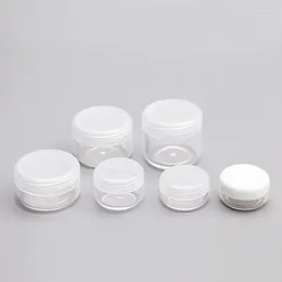 Botellas de almacenamiento 100pcs 3G 5G 10G 15G 20G Contenedor cosmético vacío Jarras de plástico transparente Jares Embalaje Pantalla de maquillaje Mini botella