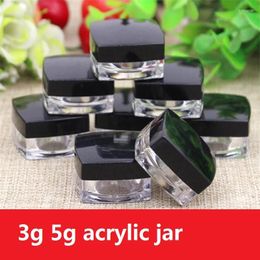 Bouteilles de rangement 100pcs 3G JAR JAR CAPOBLE NOIR 5ML POT SQUATE VID