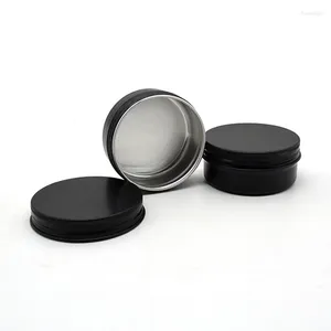 Opslagflessen 100 stks 50 g lege reis huidverzorging crème metalen pot 50 ml zwart klein aluminium kan cosmetische make -upcontainer potten