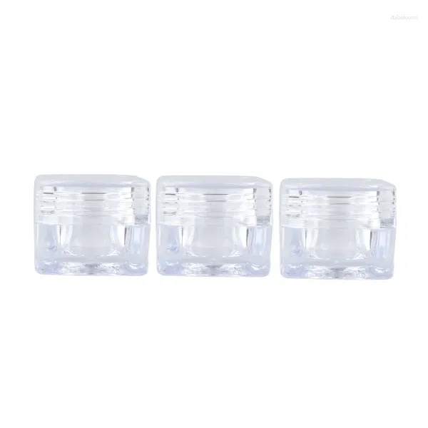 Bouteilles de stockage 100pcs 50pcs clair pot de crème acrylique 5g vide carré mini échantillon pots cosmétiques transparents soins de la peau conteneurs du visage