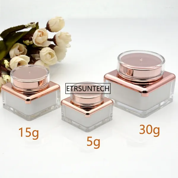 Bouteilles de rangement 100pcs 5G 15G 30G JAR VIDE CRAME PLASTIQUE ACRYLIQUE REFOLLABLE MAVAURE POT POT VOYAGE FACE LOTION CONTERITEUR COSMÉTIQUE F2437