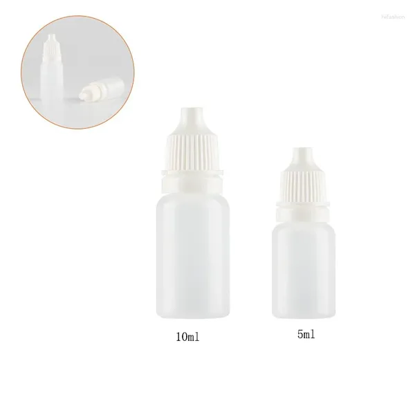 Botellas de almacenamiento 100 unids 5 ml 10 ml Reciclaje vacío Cosmético Claro Botella suave Contenedores Muestra Plástico Squeezable Ojo Líquido Gotero