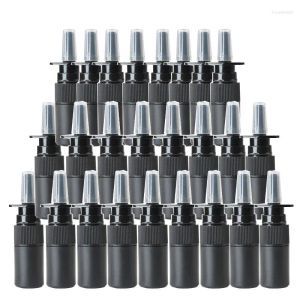 Opslag Flessen 100 stks 5 ml HDPE Zwarte Lege Neusspray Fles Pomp Sproeier Mist Neus Draagbare Hervulbare Bottelverpakking LL