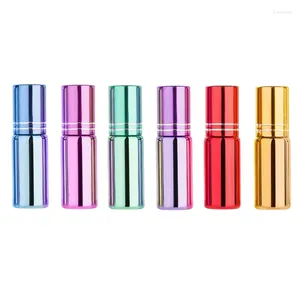 Bouteilles de rangement 100pcs 5 ml UV Perfuge en verre coloré Rouleau sur bouteille petite d'huile essentielle portable Baule en acier inoxydable rechargeable