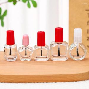Opslagflessen 100 stks lege transparante glazen nagellakfles met dekselborstel cosmetische containers