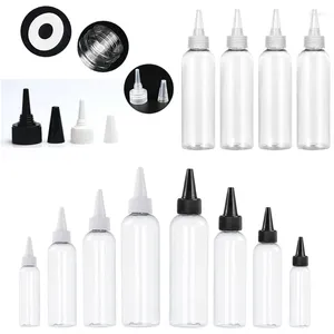 Opslagflessen 100 stuks leeg 10 ml-100 ml mini plastic PET-doorzichtige druppelaar met lekvrij schroefdeksel samendrukbare vloeibare gel-inkt oliecontainers