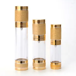 Bouteilles de rangement 100pcs Gold Pink Cosmetic Airless Bottle 15 ml 30ml 50 ml Dispensateur de pompe rechargeable pour lotion Cosmetics Container