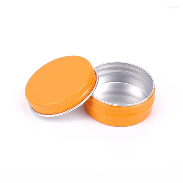 Bouteilles de stockage 100 pcs/lot bleu doré 15g vide boîte ronde en aluminium en métal étain crème cosmétique bricolage pot rechargeable théière