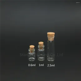 Bouteilles de rangement 100pcs / lot diamètre 13 mm petite bouteille de verre à souhait avec liège 0,6 ml de flacons de 2,5 ml de 2,5 ml