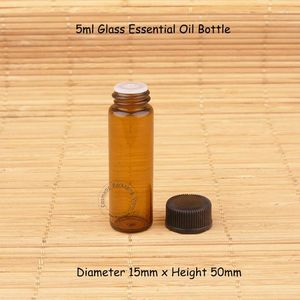 Bouteilles de rangement 100pcs / lot en gros 5 ml Amber Glass Dropper Fial 1 / 6oz Empty Cosmetic Container Essential Huile Bottle 5G MAVAL POT Échantillon