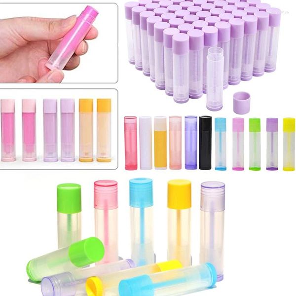 Bouteilles de stockage 100 pièces Mini vide en plastique 5g/5ml Tubes à lèvres rechargeables brillant conteneurs rouge à lèvres pour bricolage Chapsticks