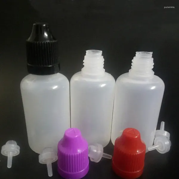 Botellas de almacenamiento 100pcs PE 30 ml Botella de plástico Botella vacía e líquido con tapas a prueba de niños para gel de uñas Eliquid