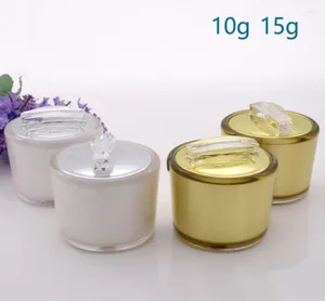 Bouteilles de rangement 10g 15g or perle blanc acrylique jar échantillon de test oculaire crème gel hydratant art ongle cutanage cutané emballage cosmétique