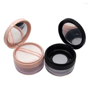 Opslag Flessen 10G Zwart Roze Losse Poeder Container Elastische Mesh Clamshell Flip Cap Zeef Pot Met Spiegel bladerdeeg Cosmetische Compact 20 stks