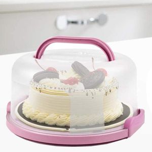 Opslagflessen 10 inch draagbare cakebox ronde bankethouder verjaardag bruiloft keuken bakken cupcake carrier lade tool