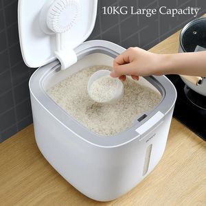 Opslagflessen 10 kg keuken plastic container rijst kist kassa insectenbestendige vochtbestendige afgedichte cilinder graan huishoudelijke tank
