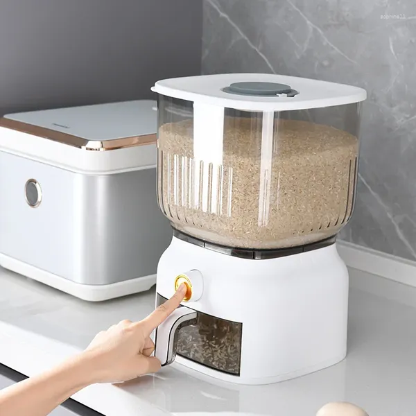 Bouteilles de rangement 10 kg de cuisine de riz seau de seau de céréale dispensateur à l'épreuve des aliments secs à séchage à séchage