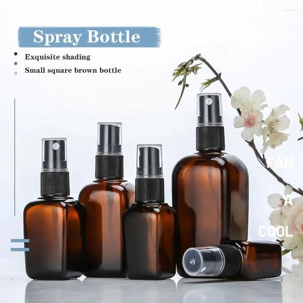 Botellas de almacenamiento 10 ml-100ml marrón oscuro botella recargable de vidrio portátil cuadrado dividido de aceite esencial con recipiente