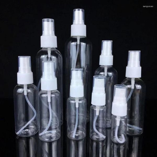 Bouteilles de stockage 10 ml 30 ml 50 ml 100 ml Bouteille de pulvérisation transparente en plastique en appuyant sur le côté parfum sous-alcool liquide conteneur d'emballage