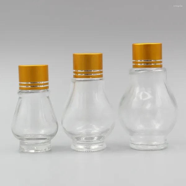 Bouteilles de rangement 10 ml de bouteille en verre transparent pour cosmétique avec couvercle à vis mate en or