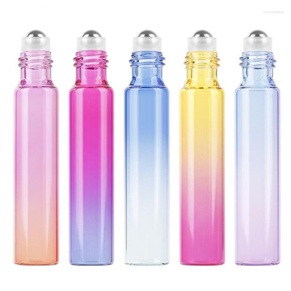 Botellas de almacenamiento 10ml Rodillo de aceite esencial de vidrio transparente con bolas Bálsamos labiales Roll On para contenedor de cosméticos de viaje