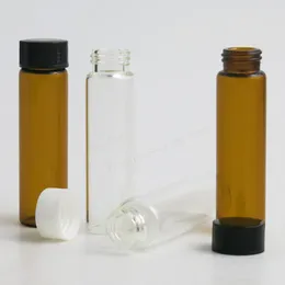 Bouteilles de rangement 10 ml d'échantillon transparent flacon en verre avec capuchon blanc noir 1/3 oz Bouteilles d'huile essentielle1 / 3 oz Conteneurs transparents