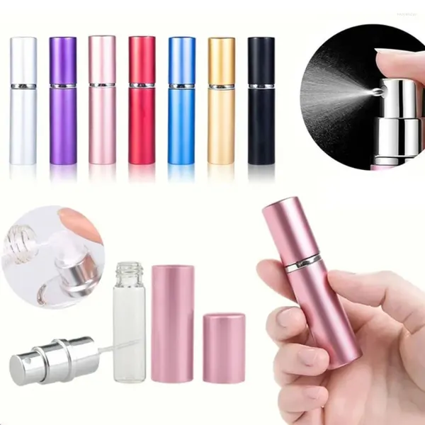 Botellas de almacenamiento 10 ml Botella de perfume vacía Bolsa Compact Press Press Press Spray Portable Metal Liquid Women