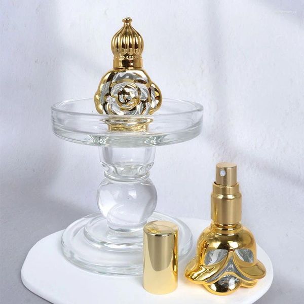 Bouteilles de rangement 10 ml style luxury golden rechargeable perfume bouteille en verre rouleau en verre essentiel